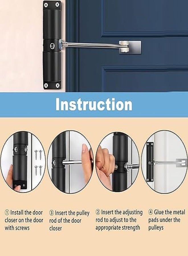 Renva Automatic Door Closer for Home & Garage - Adjustable Self Closing Mechanism with Safety Spring (Black) - Image 4